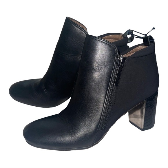 Donald J Pliner Coralie Black Leather Ankle Boot Block Heel Size 6.5 - Picture 3 of 9